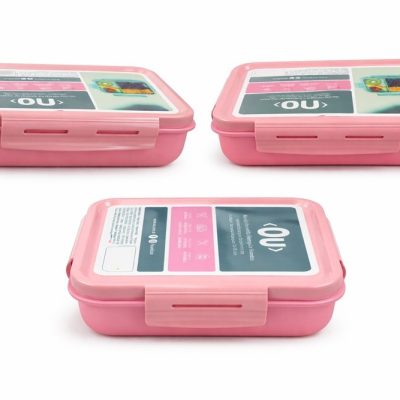 Marmita Hermética Retangular Divisória rosa